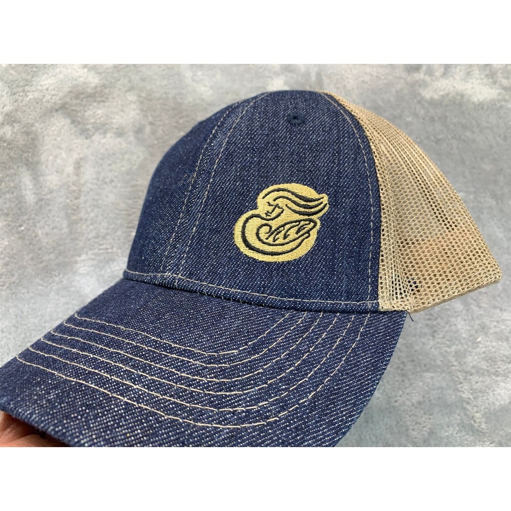 Panera Bread Trucker Hat Denim Mesh Back Adjustable Cap Logo Embroidered Blue